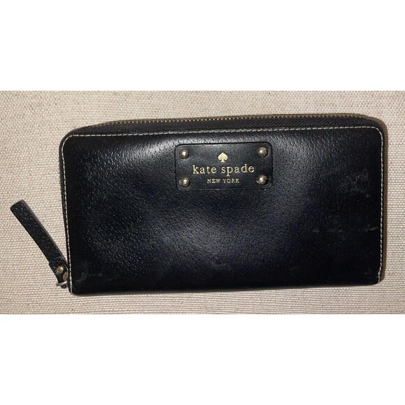 Kate Spade Black Leather Zip Around Wallet - Picture 1 of 3